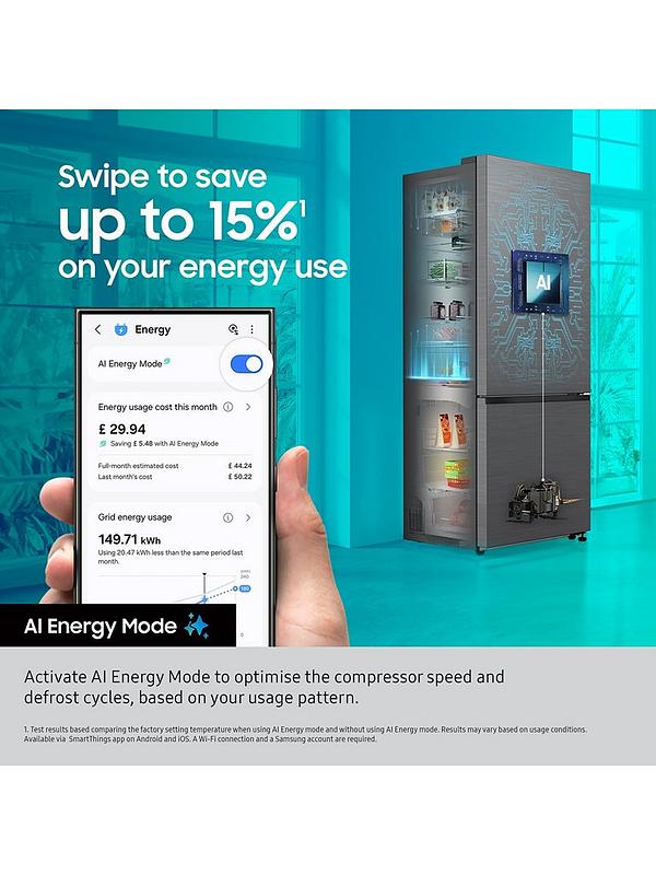 Samsung Series 8 RB50DG632ES9EU 505-litre Smart Combi Fridge Freezer with Spacemax Technology - Silver - Image 4